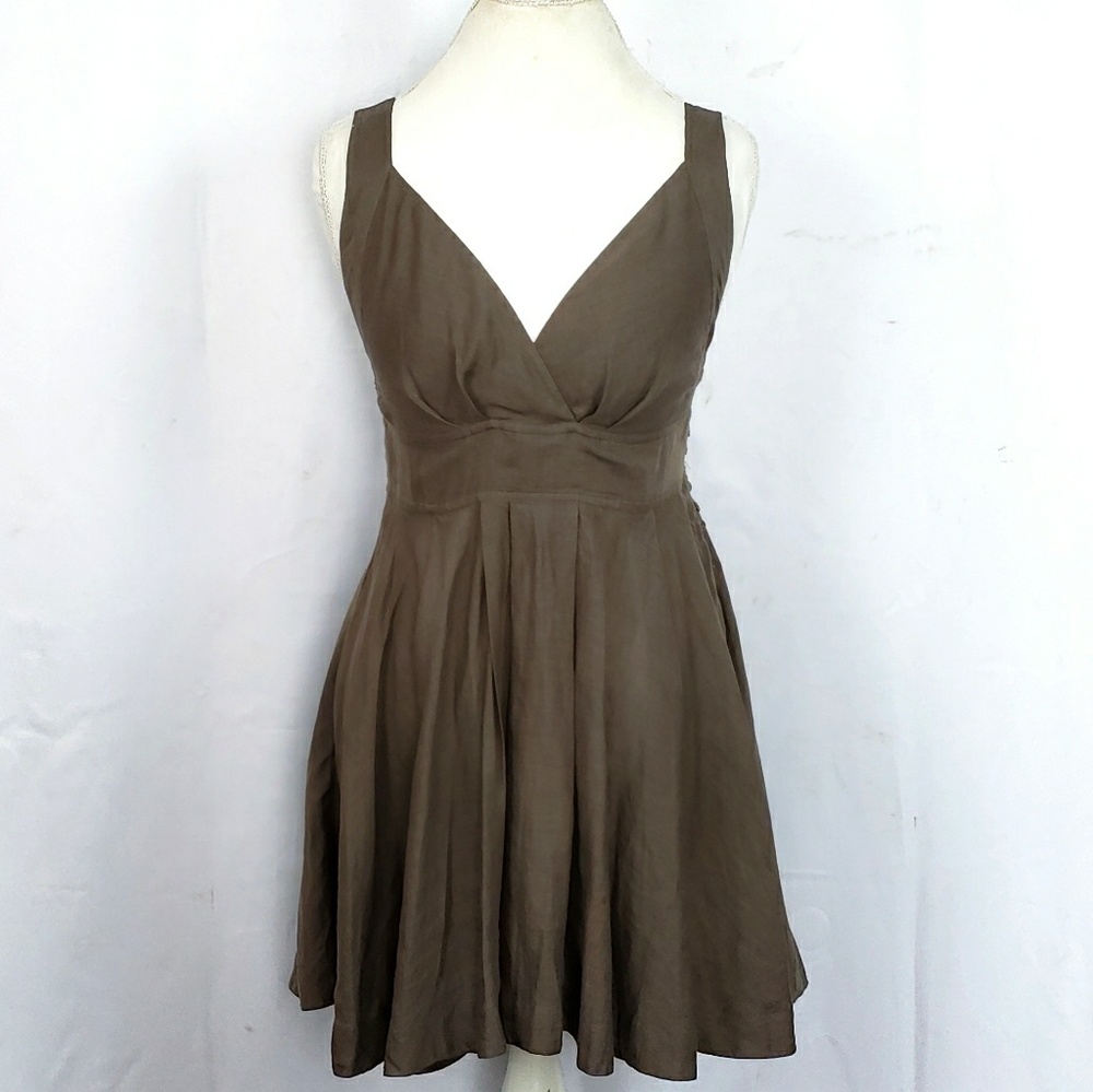 Free people Solid Brown Sleeveless Mini Dress